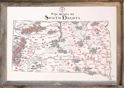 Framed South Dakota Map