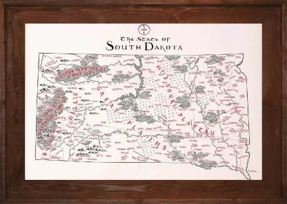 Framed South Dakota Map Dark