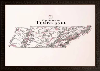 Framed Tennessee Map Ornate