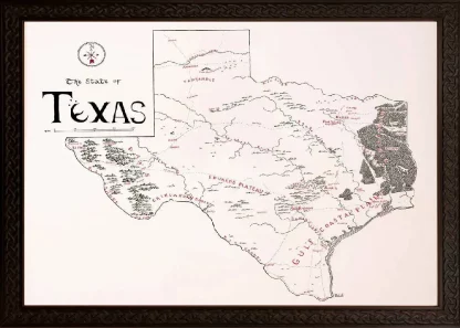 Framed Texas Map Ornate
