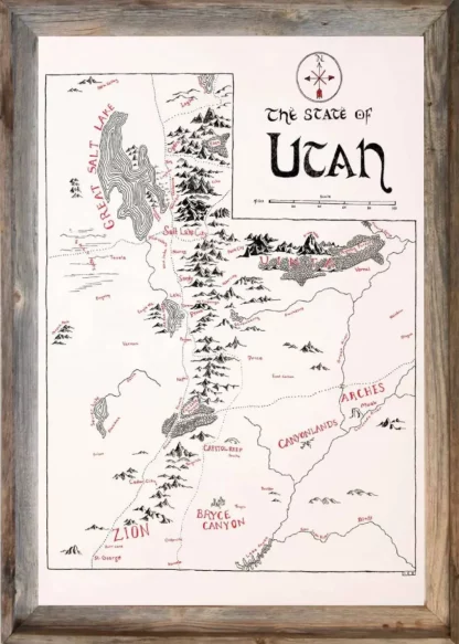 Framed Utah Map