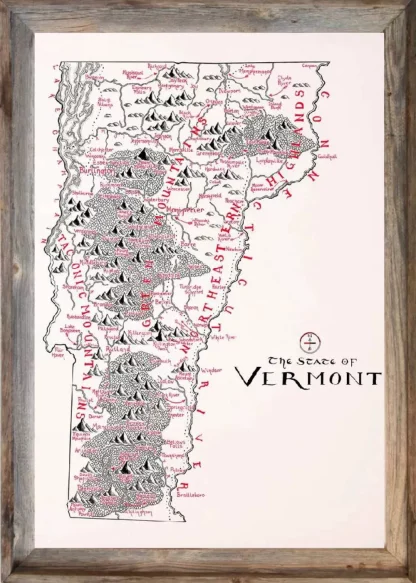 Framed Vermont Map