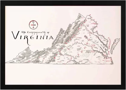 Framed Virginia Map Black