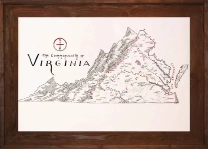 Framed Virginia Map Dark