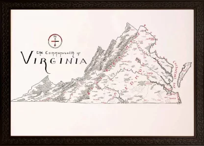 Framed Virginia Map Ornate