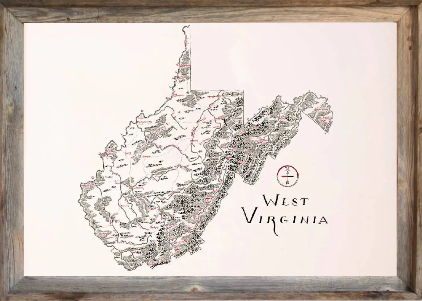 Framed West Virginia Map 1 Framed West Virginia Map