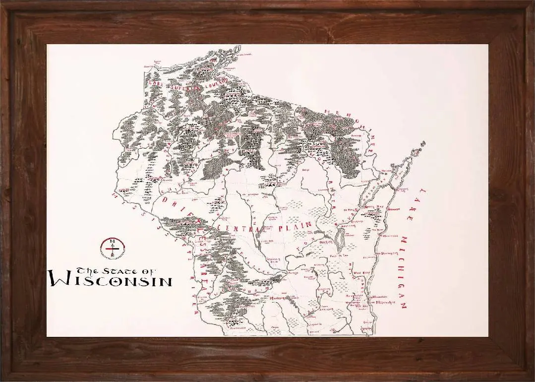 Framed Wisconsin Map 3 Framed Wisconsin Map - Image 3