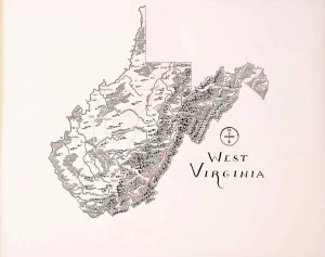 Framed West Virginia Map 5 West Virginia Map