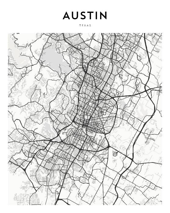 Framed Austin Map - Framed Favorites