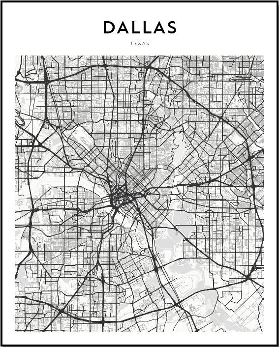 Framed Dallas Map - Framed Favorites
