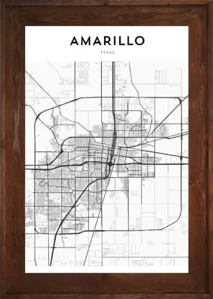 Framed Amarillo Map Dark