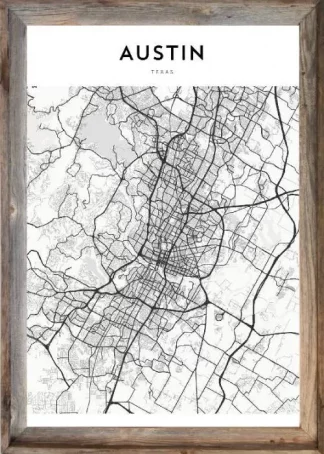Framed Austin Map