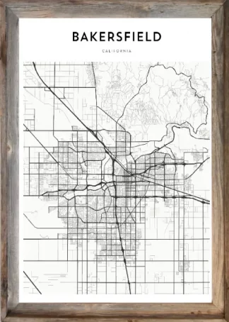Framed Bakersfield Map