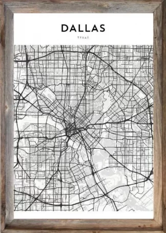 Framed Dallas Map