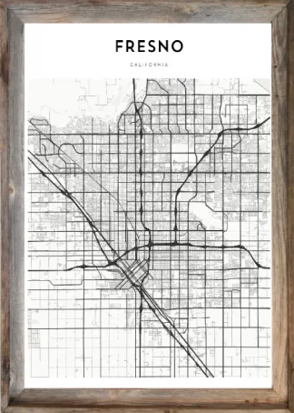 Framed Fresno Map