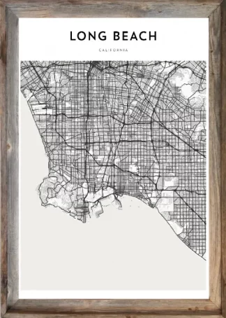 Framed Long Beach Map