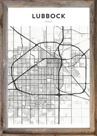 Framed Lubbock Map