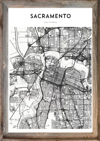 Framed Sacramento Map