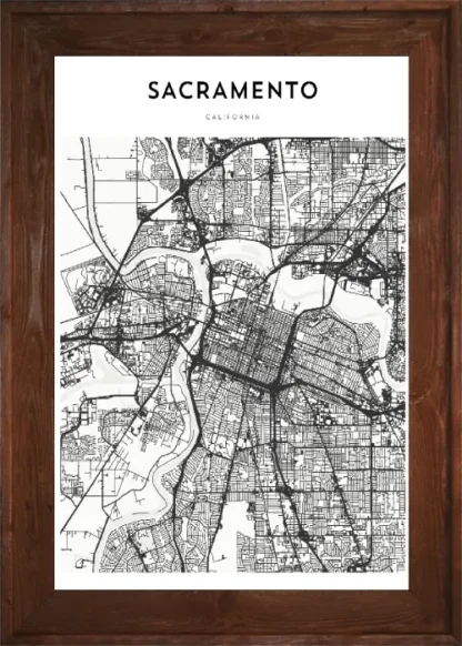 Sacrament Map Example Framed Sacramento Map - Framed Favorites