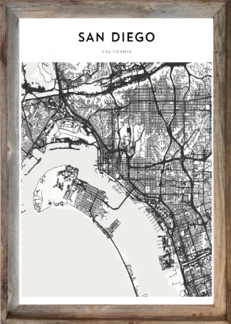 Framed San Diego Map