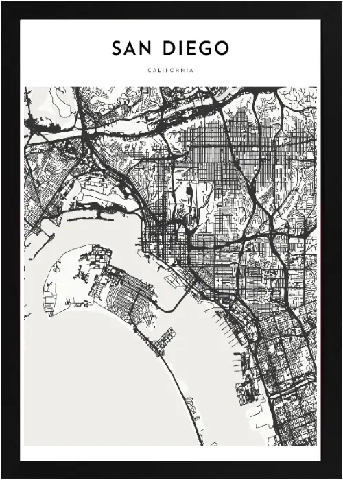 Framed San Diego Map 2 Framed San Diego Map - Image 2