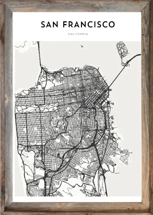 Framed San Francisco Map 1 Framed San Francisco Map
