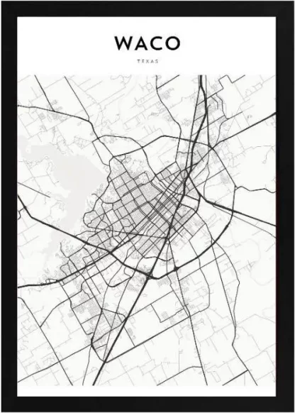Framed Waco Map Black