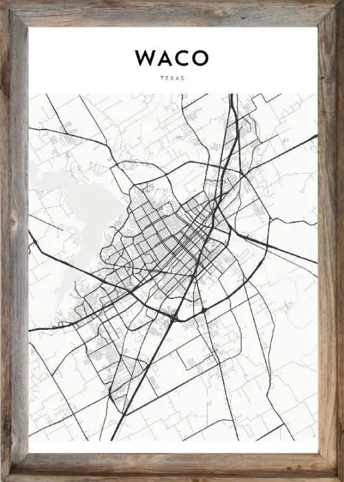 Framed Waco Map 1 Framed Waco Map