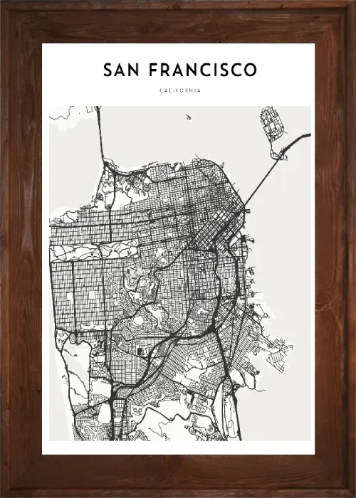 Framed San Francisco Map 3 Framed San Francisco Map - Image 3