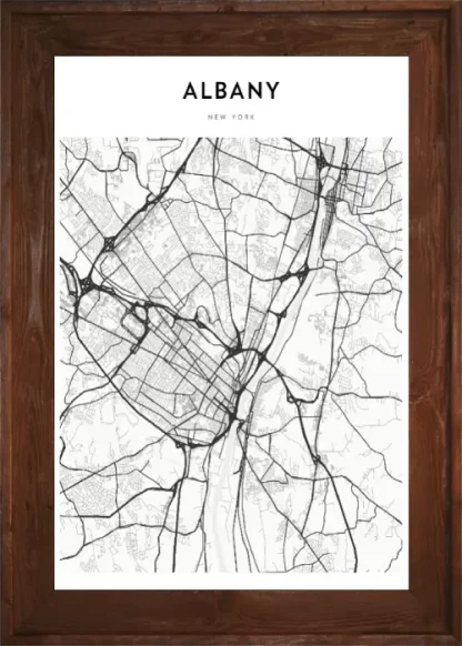 Framed Albany Map Dark