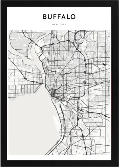 Framed Buffalo Map Black