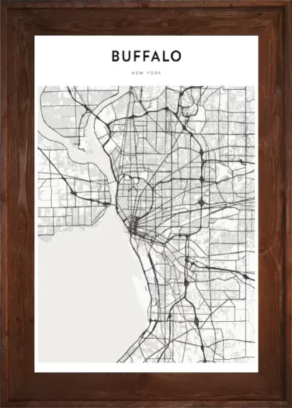 Framed Buffalo Map Dark