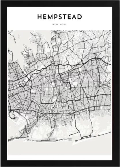 Framed Hempstead Map Black
