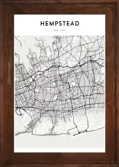 Framed Hempstead Map Dark