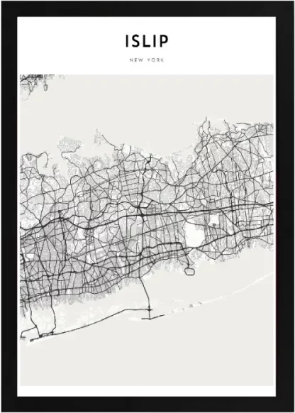Framed Islip Map Black