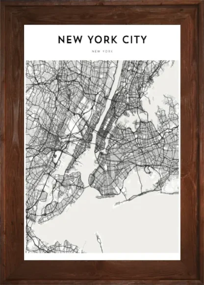 City Map Frame Framed New York City Map - Framed Favorites