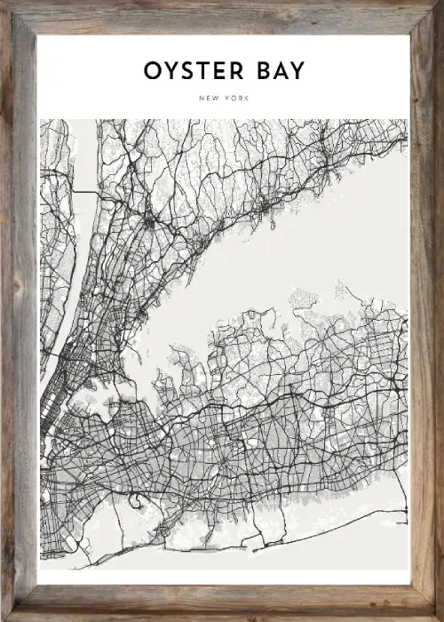 Framed Oyster Bay Map 1 Framed Oyster Bay Map