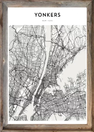 Framed Yonkers Map