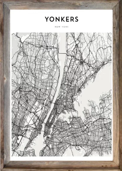 Framed Yonkers Map