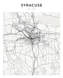 Framed Syracuse Map 4 Syracuse Map