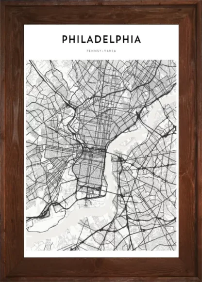 Framed Philadelphia Map Dark