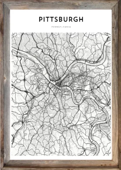 Framed Pittsburgh Map