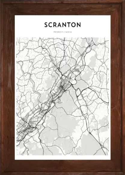 Framed Scranton Map Dark