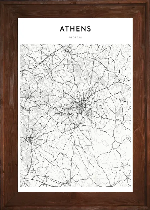 Framed Athens Map 3 Framed Athens Map Dark