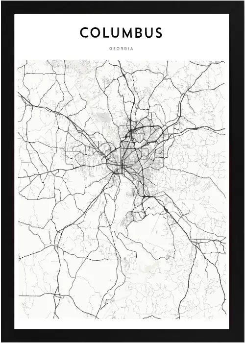 Framed Columbus Map 2 Framed Columbus Map Black