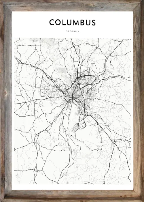 Framed Columbus Map 1 Framed Columbus Map