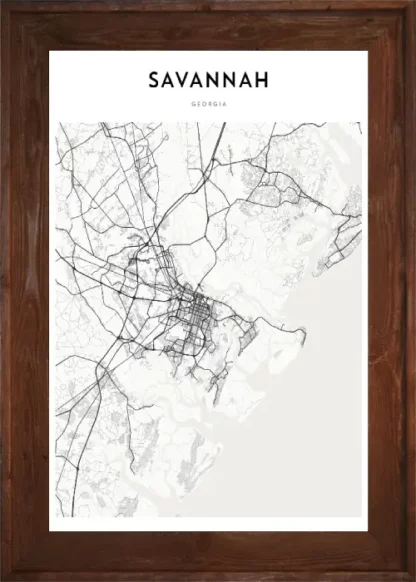 Framed Savannah Map Dark