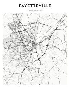 Framed Fayetteville Map 4 Fayetteville Map