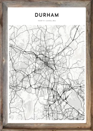Framed Durham Map