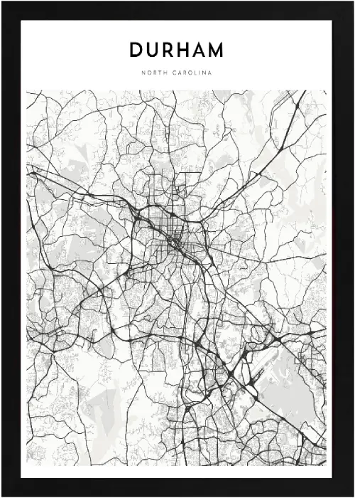 Framed Durham Map 2 Framed Durham Map Black